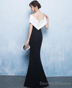 Mermaid White And Black Long Prom Dress Formal Dress