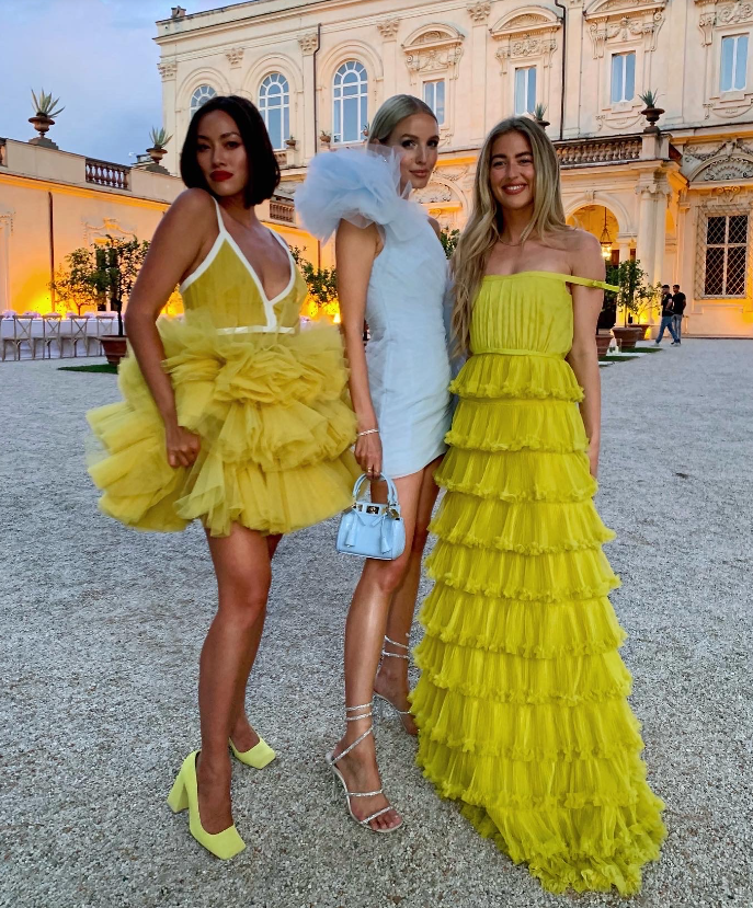 Yellow A-Line Tiered Tulle Off-The-Shoulder Long Prom Party Dress Secondary image