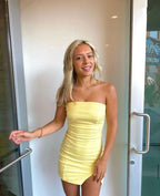Yellow Homecoming Dress , Short Party Dress