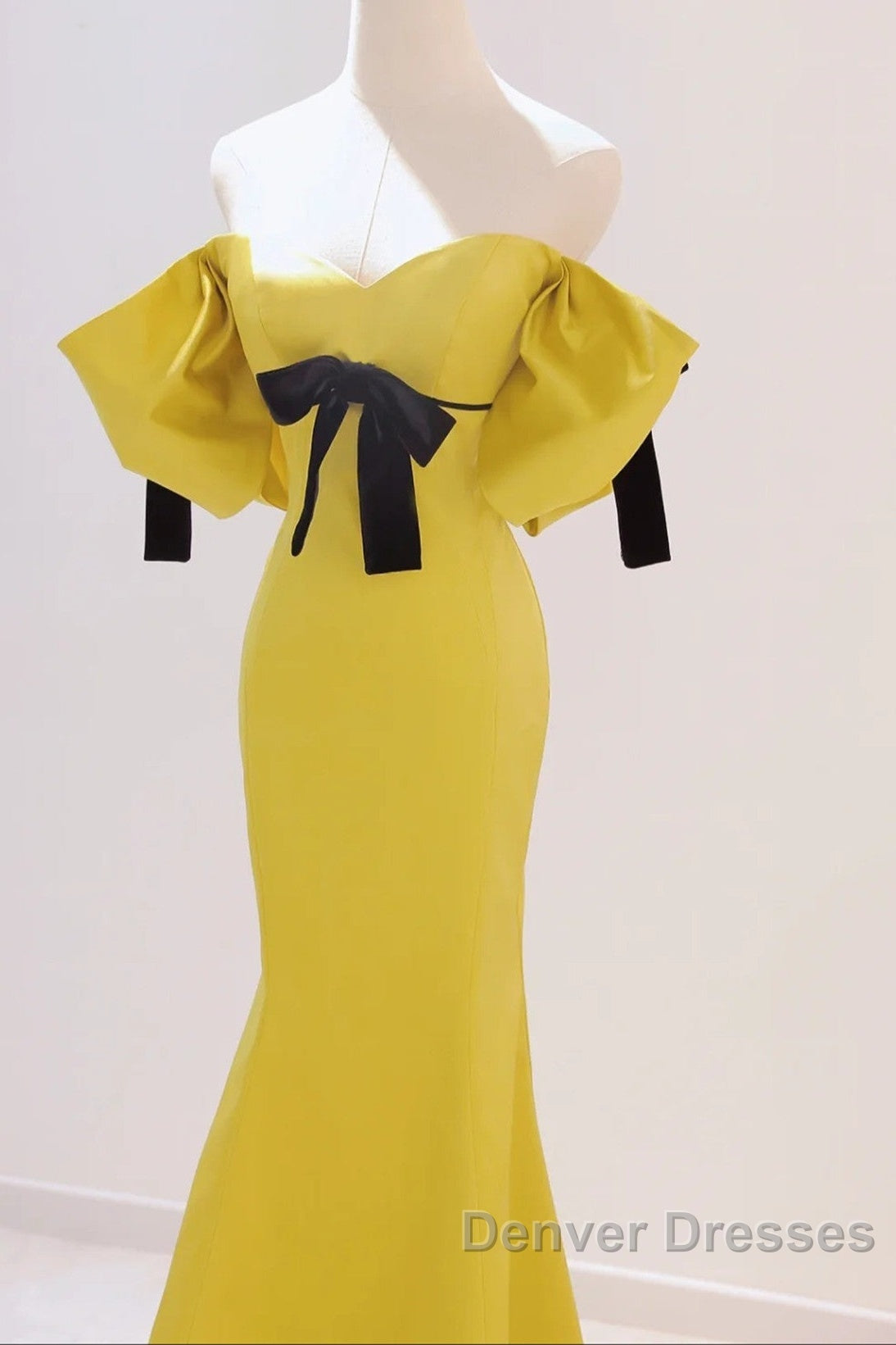 Yellow Mermaid Sweetheart Prom Dress, Off Shoulder Yellow Evening Dress Secondary image