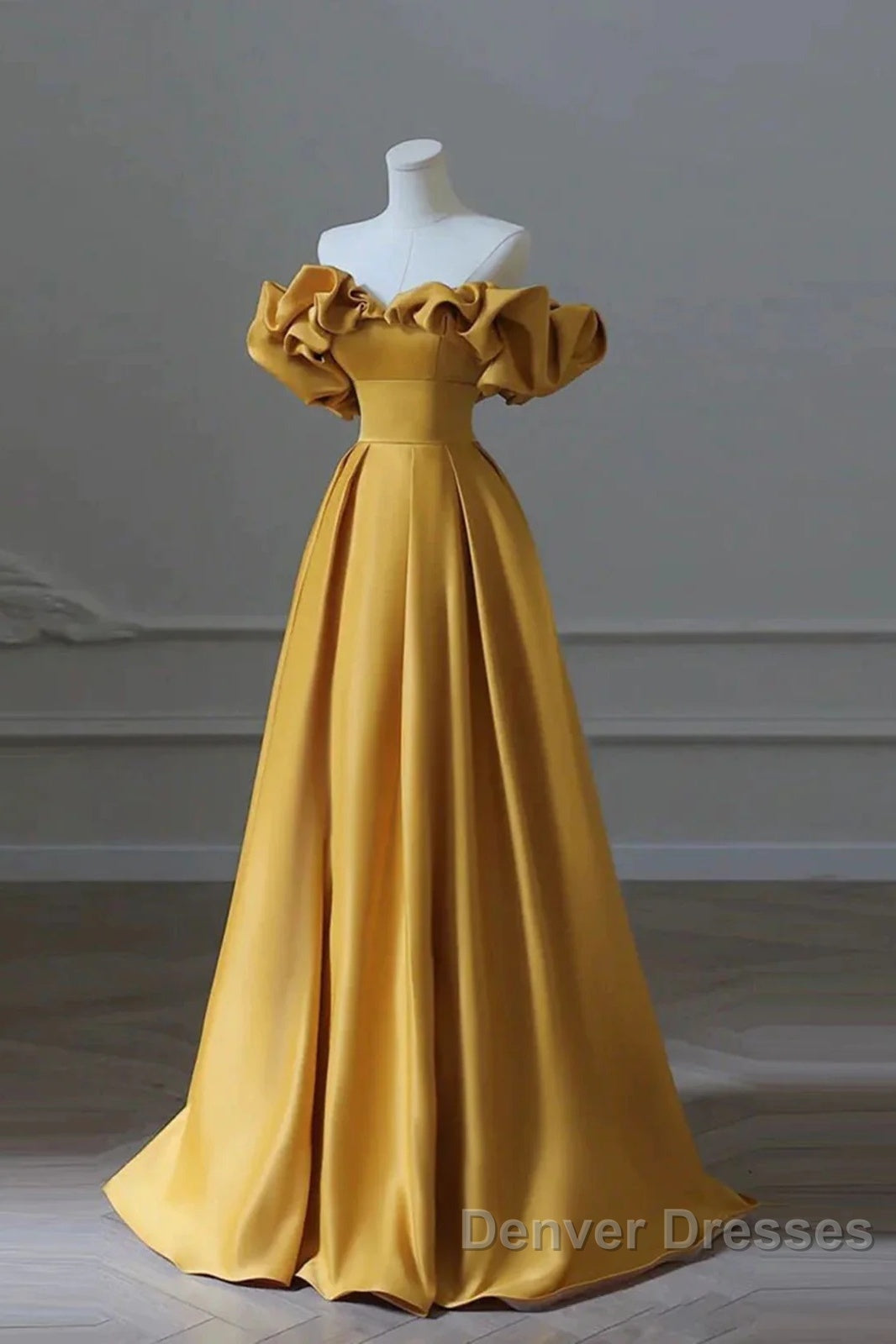 Yellow Off Shoulder Long Formal Evening Dress Prom Dress Secondary image