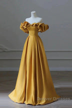 Yellow Off Shoulder Long Formal Evening Dress Prom Dress