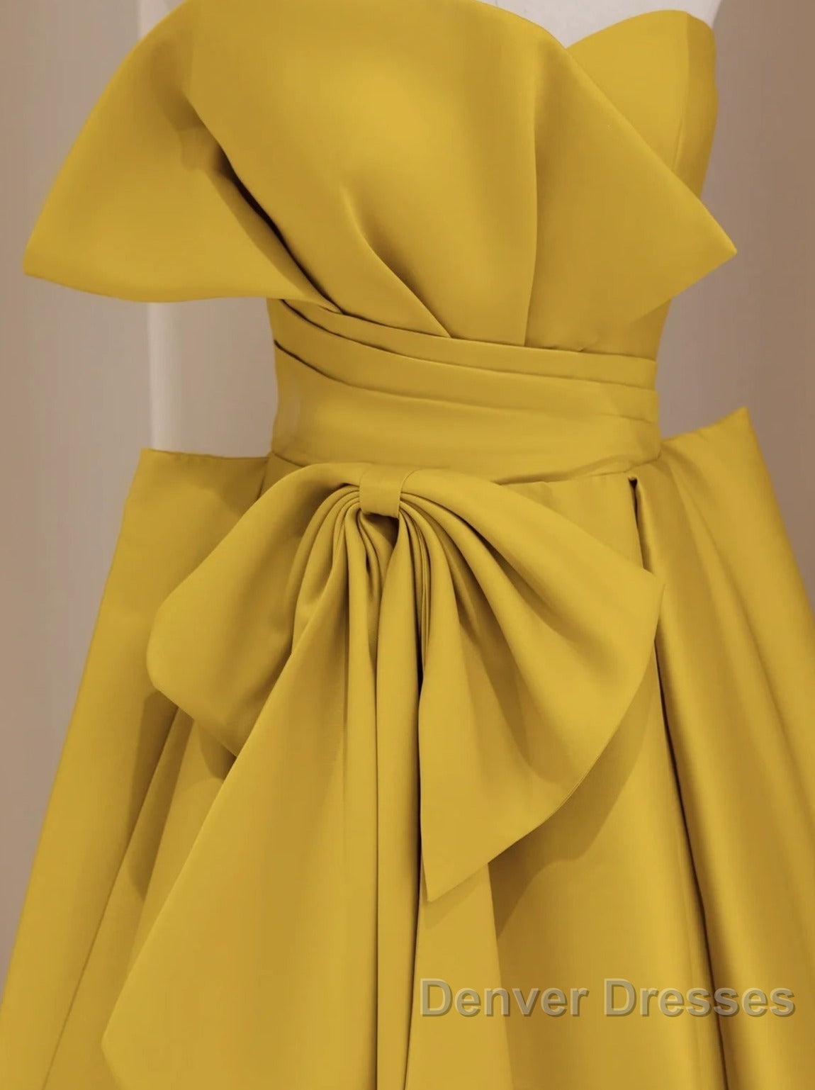 Yellow Satin Long Prom Dress, Yellow Evening Dress Secondary image