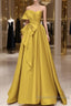 Yellow Satin Long Prom Dress, Yellow Evening Dress