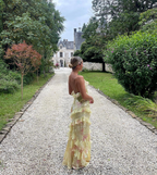 Yellow Spaghetti Straps Ruffle Long Prom Dress With Ruffles