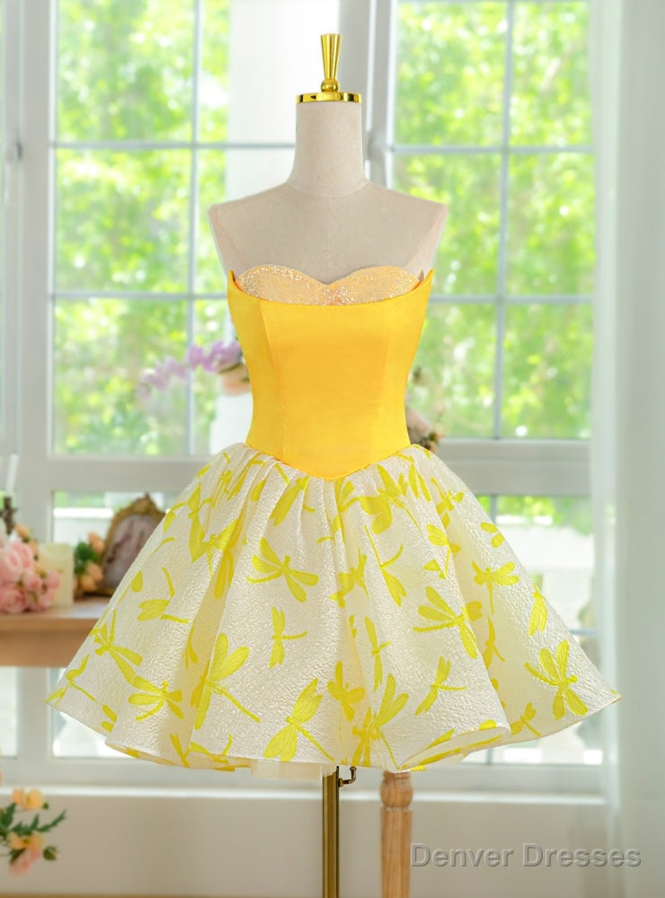 Yellow Sweetheart Homecoming Dress Main image