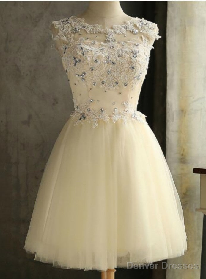 Yellow Tulle Appliques Homecoming Dress Main image