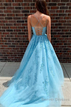 Yellow Tulle Prom Dress with Appliques