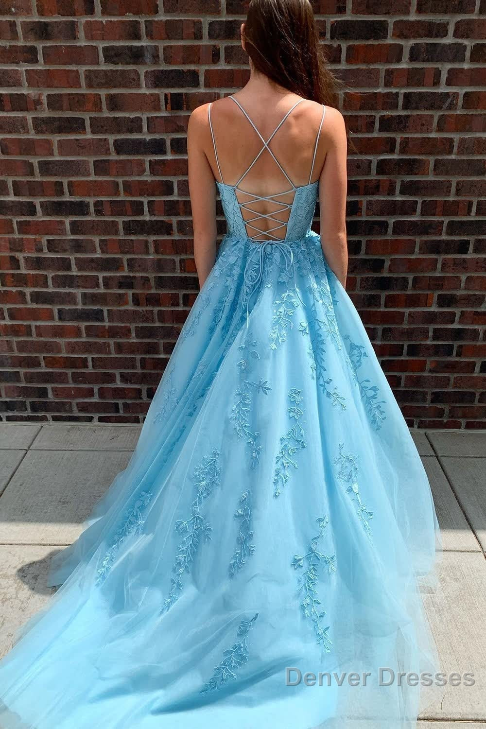 Yellow Tulle Prom Dress with Appliques