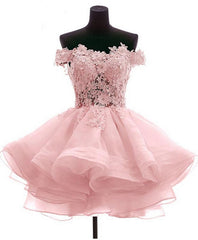 Bridesmaides Dress Ideas, Mini Tulle Lace Short Prom Dress, Homecoming Dress