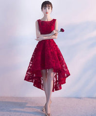 Formal Dresses Ballgown, Burgundy High Low Short Prom Dress, Homecomig Dress