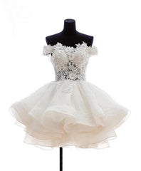 Bridesmaids Dresses Ideas, Mini Tulle Lace Short Prom Dress, Homecoming Dress