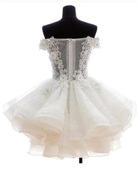 Bridesmaids Dresses Idea, Mini Tulle Lace Short Prom Dress, Homecoming Dress