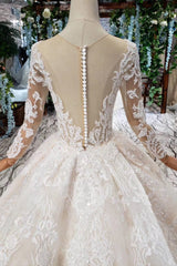 Wedding Dress Online Shops, Gorgeous Long Sleeves Ball Gown Wedding Dresses With Beading Appliques
