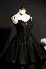 Bridesmaid Dresses Color Schemes, Elegant Black Spaghetti Straps Tulle Short Homecoming Dresses