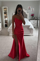 Mermaid Sweetheart White Long Prom Dress with Split Front