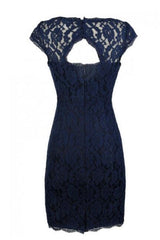 Party Dress Wedding, Classic Navy Blue Lace Short Mother of the Bride Dress