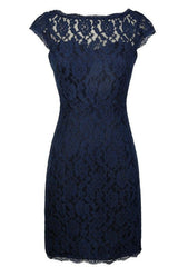 Party Dress Fashion, Classic Navy Blue Lace Short Mother of the Bride Dress