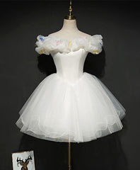 Bridesmaid Dresses Designer, Cute White Tulle Short Prom Gown White Homecoming Dress