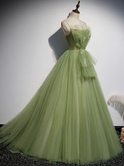Bridesmaids Dresses Different Styles, Green Tulle Long Prom Dress, Green Tulle Formal Dress