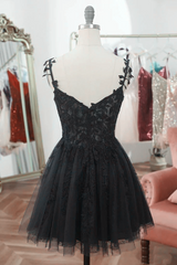 Prom Dress Long Quinceanera Dresses Tulle Formal Evening Gowns, Black Short Sweetheart Tulle Homecoming Dress, Black Short Prom Dress Party Dress