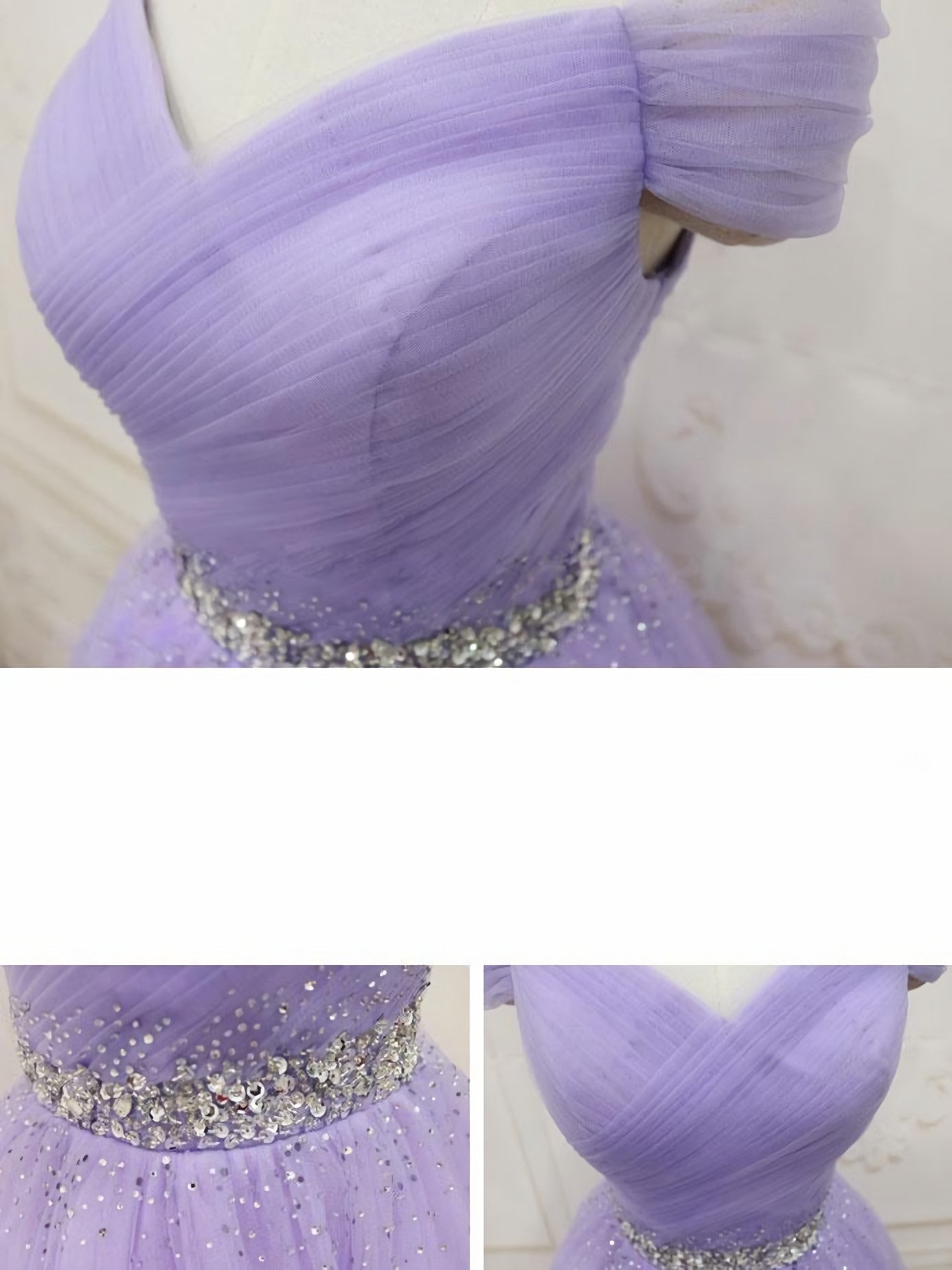 Prom Dresses Blue, Purple Off Shoulder Tulle Sequin Prom Dress, Purple Homecoming Dress