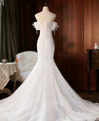 Wedding Dress Fittings, White Sequin Mermaid Long Prom Dress, White Wedding Dress