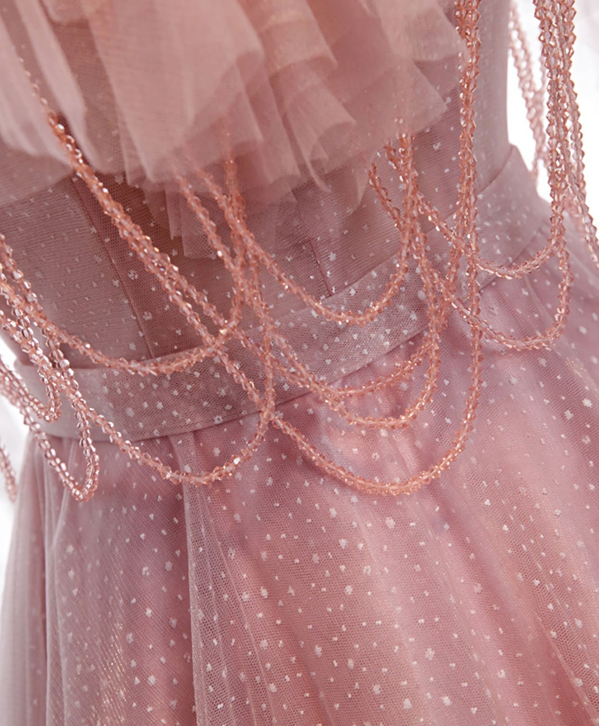 Bridesmaid Dress Ideas, Pink Sweetheart Tulle Long Prom Dress, Pink Tulle Formal Dress, 1