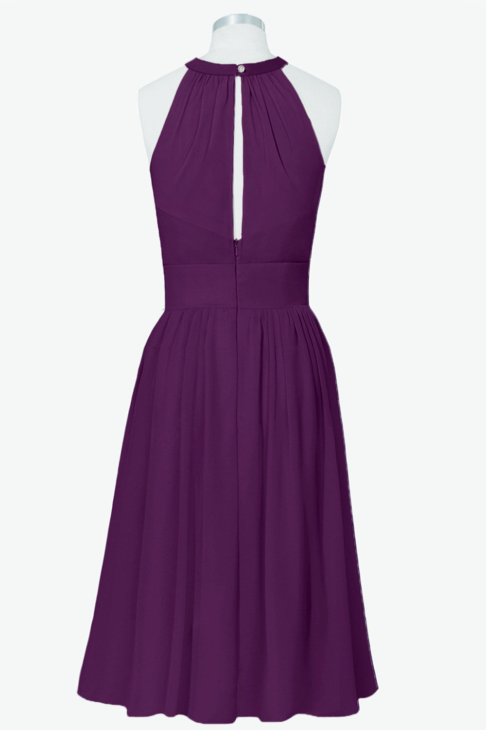 Prom Dresses For Blondes, Scoop Purple Chiffon A-line Short Bridesmaid Dress