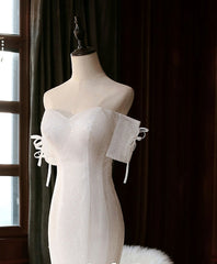 Wedding Dress Fitting, White Sequin Mermaid Long Prom Dress, White Wedding Dress