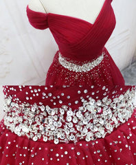 Prom Dresses Guide, Burgundy Tulle Sequin Short Prom Dress, Burgundy Homecoming Dress, 1