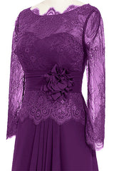 Prom Dresses Two Pieces, Ruffles Purple Lace Long Mother of the Bride Dress
