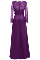 Prom Dresse Two Piece, Ruffles Purple Lace Long Mother of the Bride Dress