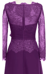 Prom Dressed Two Piece, Ruffles Purple Lace Long Mother of the Bride Dress