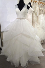 Wedding Dress Tulle Lace, 2024 New Arrival Sweetheart Organza Ruffles Backless Pleated Ball Dresses