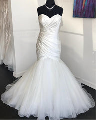 Wedding Dress Fabric, 2024 Sexy Mermaid Organza With Satin Sweetheart Pleated Wedding Dresses