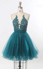 Bridesmaid Dresses Fall Colors, A Line Scoop Sleeveless Sheer Appliques Tulle Pleated Ruched Backless Homecoming Dresses