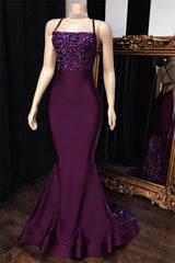 Prom Dress Floral, Grape Mermaid Halter Satin 2024 Lace Prom Dresses