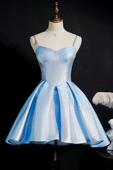 Bridesmaid Dresses Purples, Princess Blue High-Waist A-Line Short Homecoming Dress