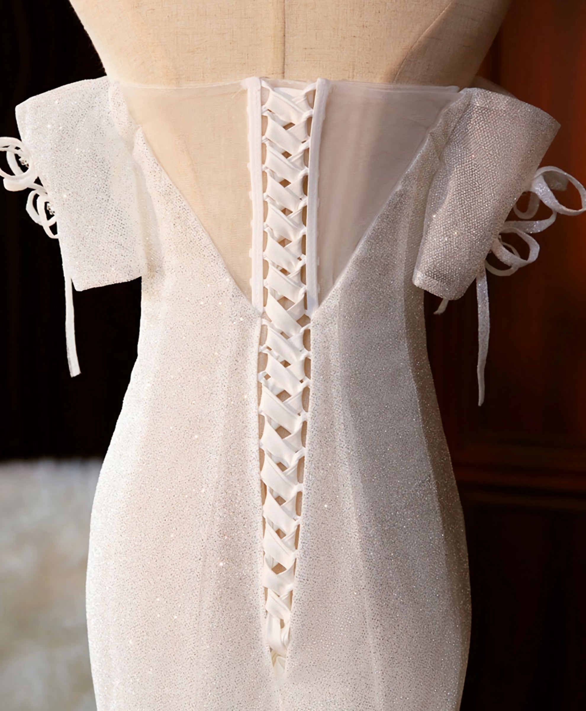 Wedding Dresses Rustic, White Sequin Mermaid Long Prom Dress, White Wedding Dress