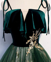 Bridesmaid Dresses Mismatch, Green Tulle Lace Long Prom Dress, Green Tulle Lace Formal Dress, 1