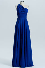 Bridesmaid Dress Idea, Royal Blue A-line Chiffon Long Convertible Bridesmaid Dress