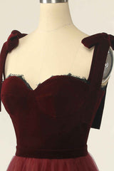 Evening Dresses Yde, Wine Red Sweetheart Tie-Strap A-Line Short Formal Dress