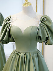 Prom Dresses Vintage, Simple Green Satin Long Prom Dress, Green Evening Dress