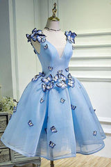 Bridesmaid Dresses Different Styles, Elegant Butterfly Applique V Neck Sleeveless Short Homecoming Dresses