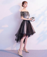 Evening Dresses Stunning, Black Tulle Lace Short Prom Dress, Black Tulle Homecoming Dress