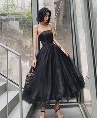 Evening Dresses Elegant, Black Tulle Short Prom Dress, Black Evening Dress