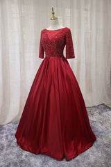 Bridesmaid Dresses Color Schemes, red a line long formal dress prom dress