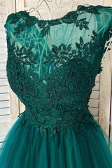 Tulle Dress, Green Lace Short Prom Dress, A-Line Homecoming Dress