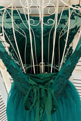 Prom Dress Aesthetic, Green Lace Short Prom Dress, A-Line Homecoming Dress